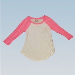 White and pink hollister shirt